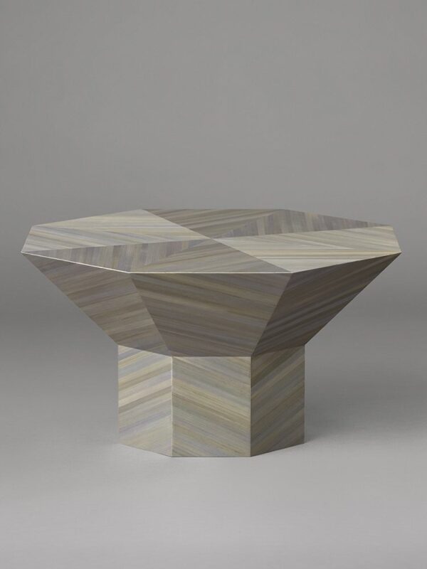 Flare Side Table Short - Straw Marquetry