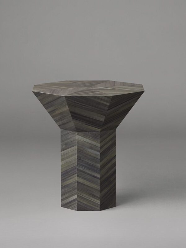 Flare Side Table Tall - Straw Marquetry