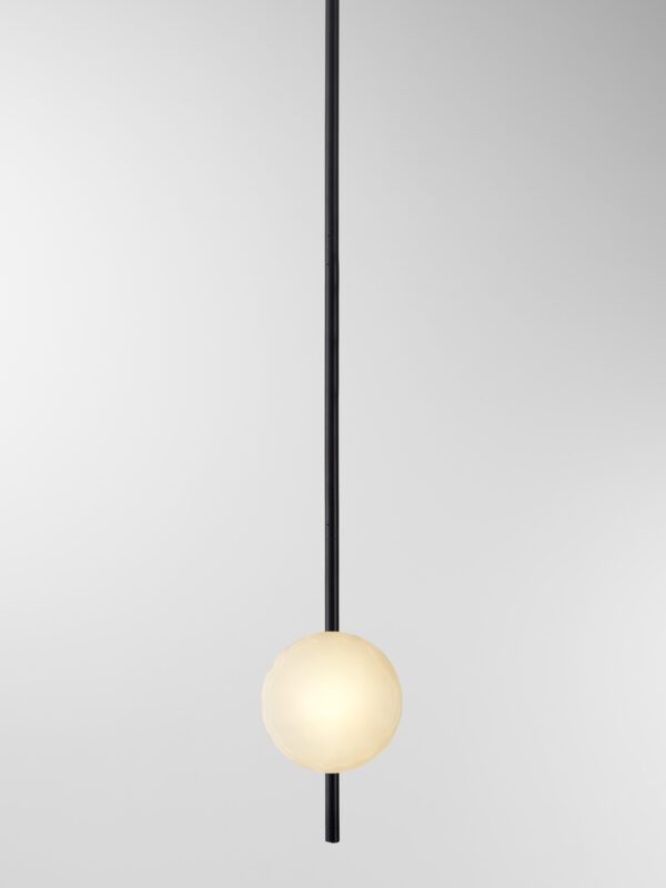 Ceto Vertical Chandelier | 1 Shade - Black Anodised, White