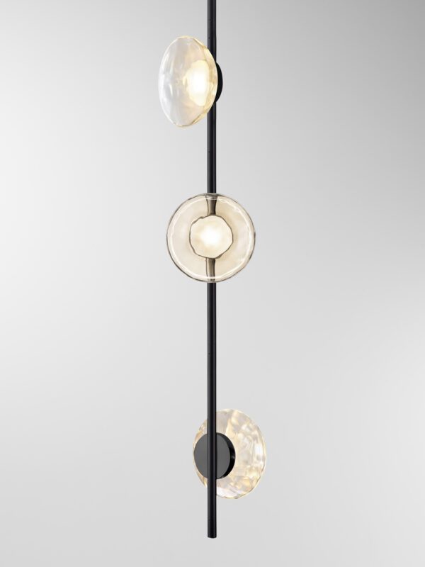 Ceto Vertical Chandelier | 3 Shades - Black Anodised, Clear