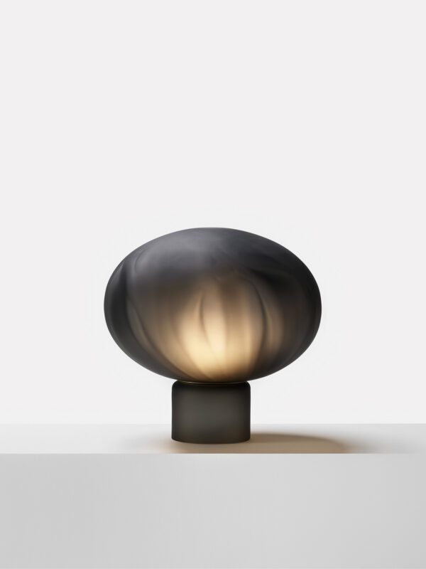 Méne Table Lamp - Champagne Anodised, Frosted Black