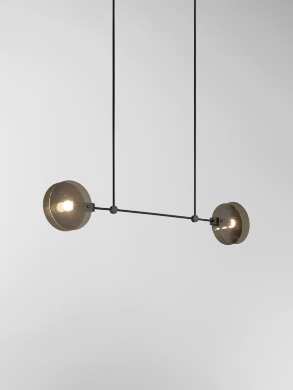 Nebulae Horizontal Chandelier | 2 Shades - Black Anodised, Textured Black Glass