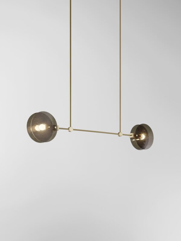 Nebulae Horizontal Chandelier | 2 Shades - Champagne Anodised, Textured Black Glass