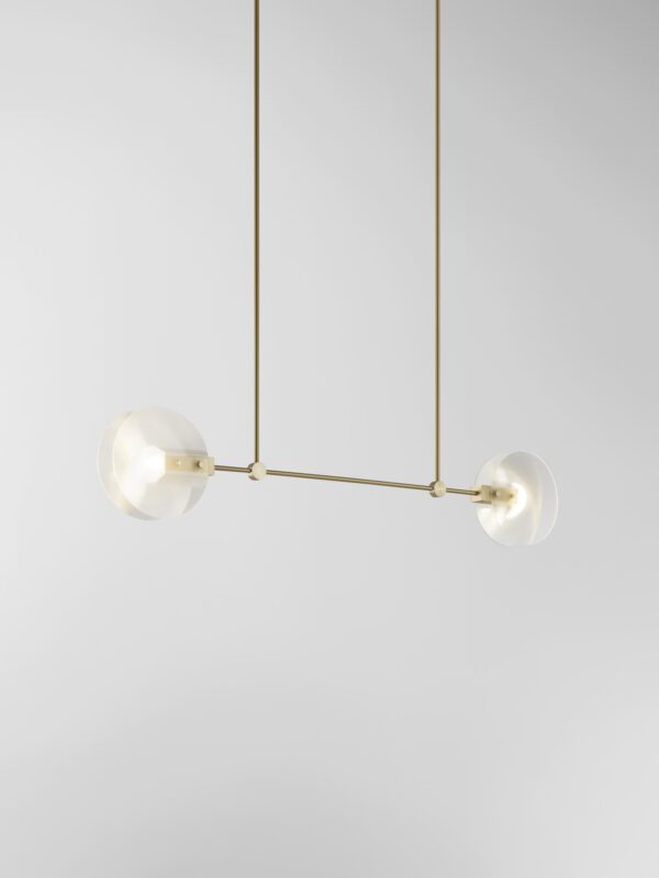 Nebulae Horizontal Chandelier | 2 Shades - Champagne Anodised, Fluted Clear Glass