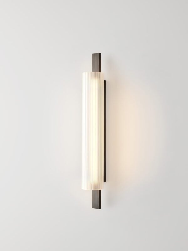 Volant Wall Light - Blackened Brass, Frosted Fluted Glass