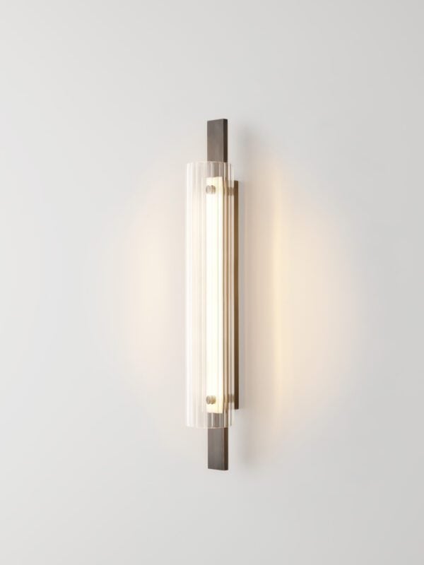 Volant Wall Light - Blackened Brass, Fluted Clear Glass