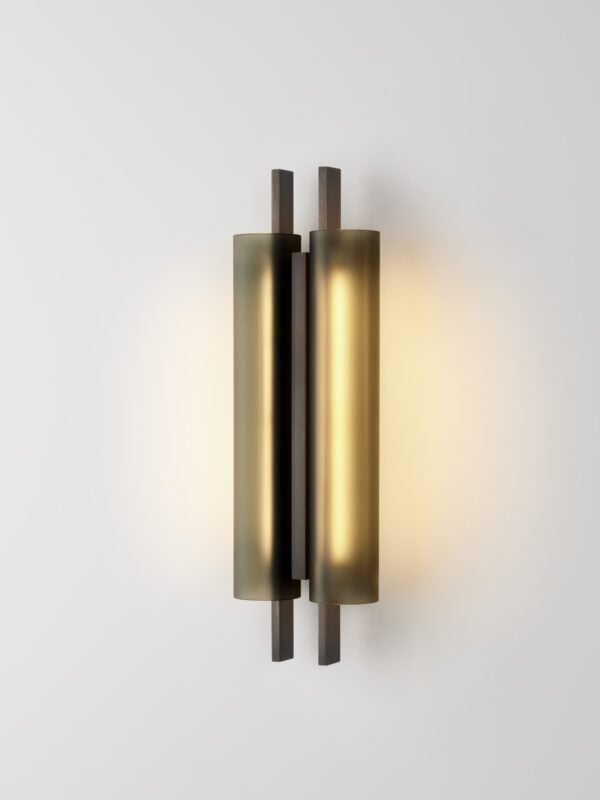 Volant Double Wall Light - Blackened Brass, Frosted Black Glass