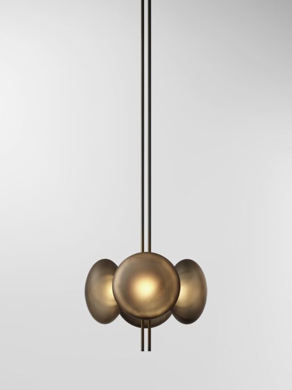 Aeris 104 Chandelier - Blackened Brass, Frosted Black