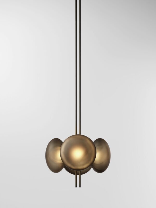 Aeris 104 Chandelier - Blackened Brass, Frosted Black