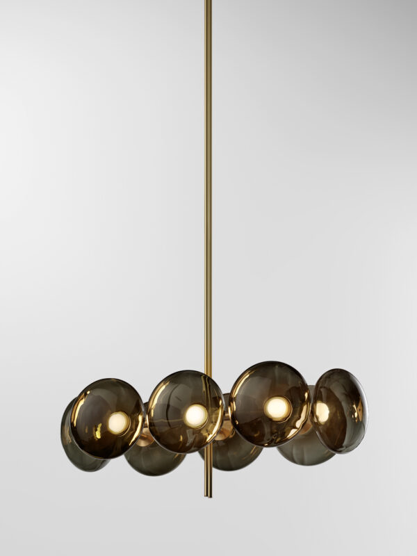 Aeris Linear 108 Chandelier - Brushed Brass, Black