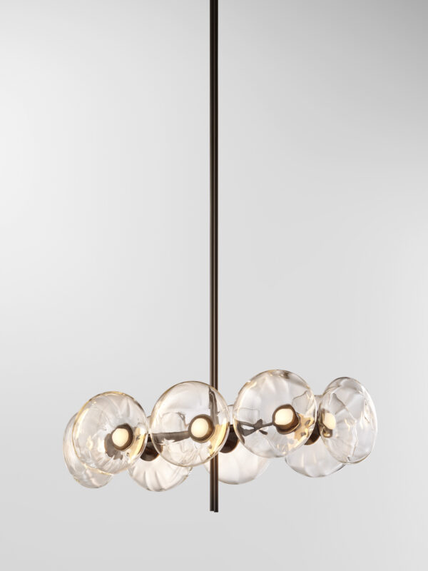 Aeris Linear 108 Chandelier - Blackened Brass, Clear