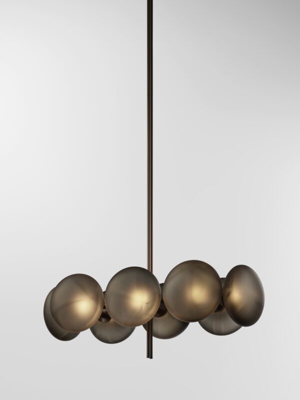 Aeris Linear 108 Chandelier - Blackened Brass, Frosted Black
