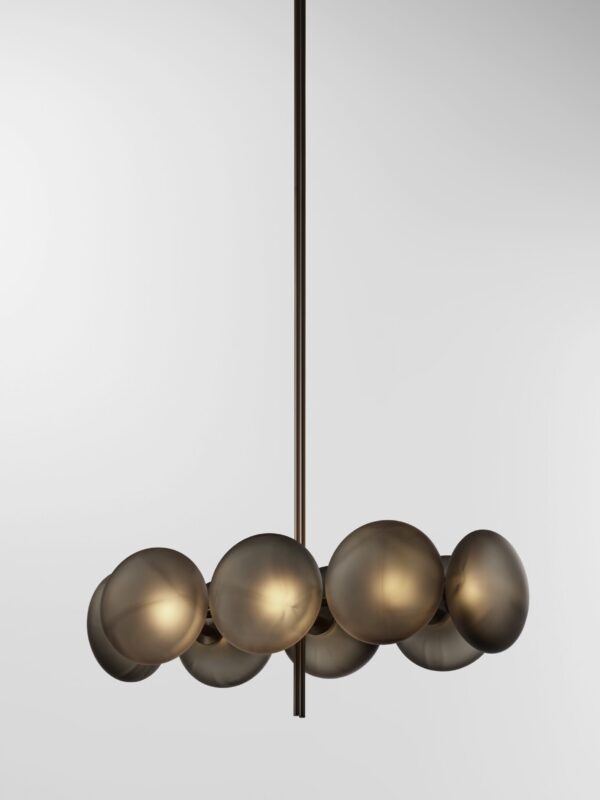 Aeris Linear 108 Chandelier - Blackened Brass, Frosted Black