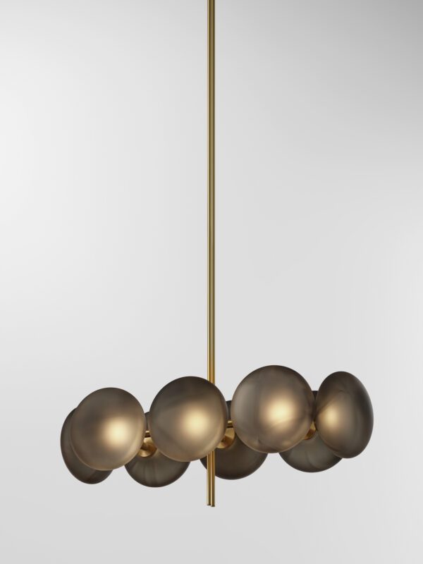Aeris Linear 108 Chandelier - Brushed Brass, Frosted Black