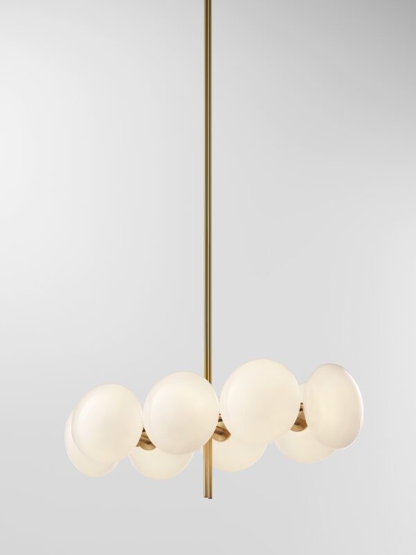 Aeris Linear 108 Chandelier - Brushed Brass, Frosted Clear