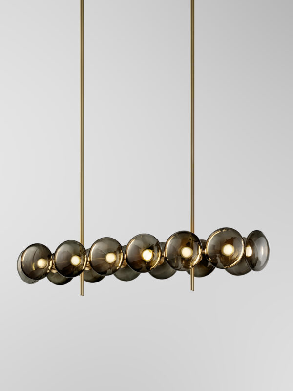 Aeris Linear 214 Chandelier - Brushed Brass, Black
