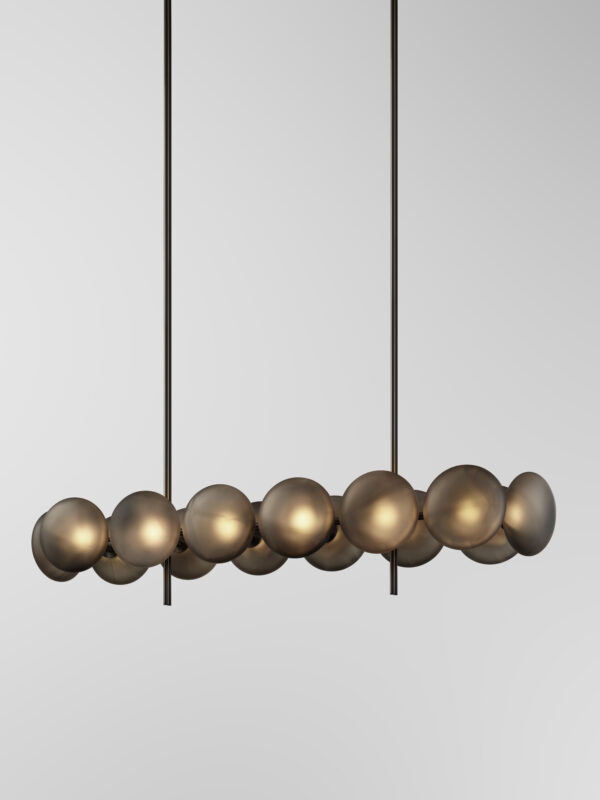 Aeris Linear 214 Chandelier - Blackened Brass, Frosted Black