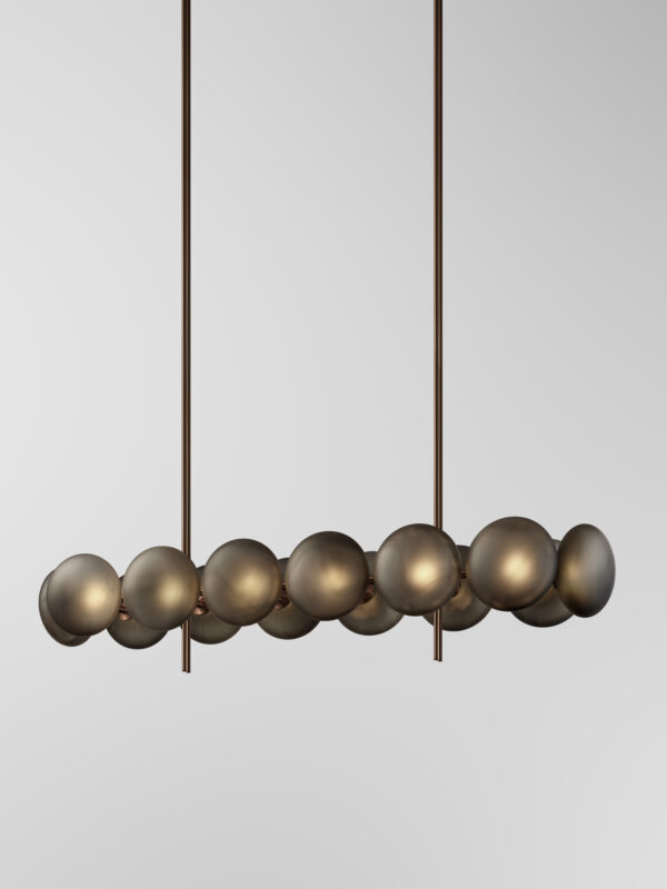 Aeris Linear 214 Chandelier - Bronzed Brass, Frosted Black