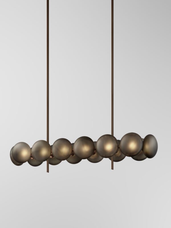 Aeris Linear 214 Chandelier - Bronzed Brass, Frosted Black
