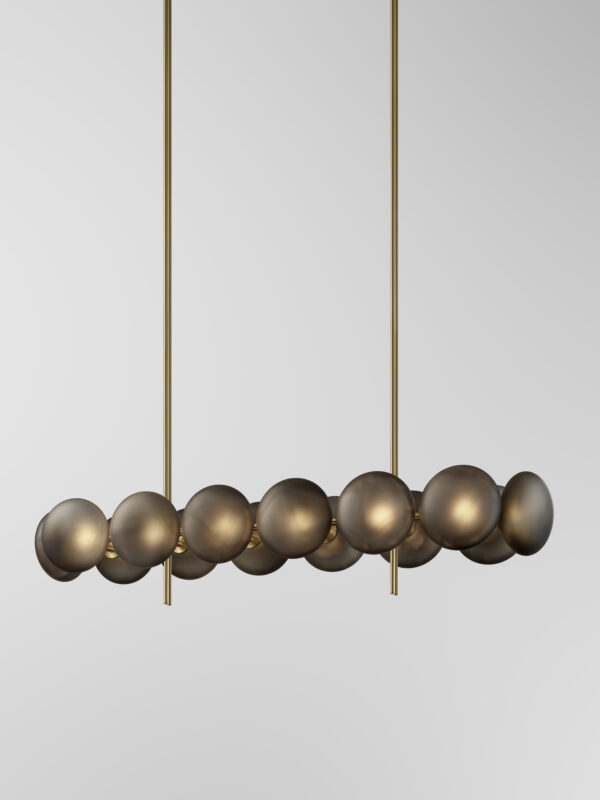 Aeris Linear 214 Chandelier - Brushed Brass, Frosted Black