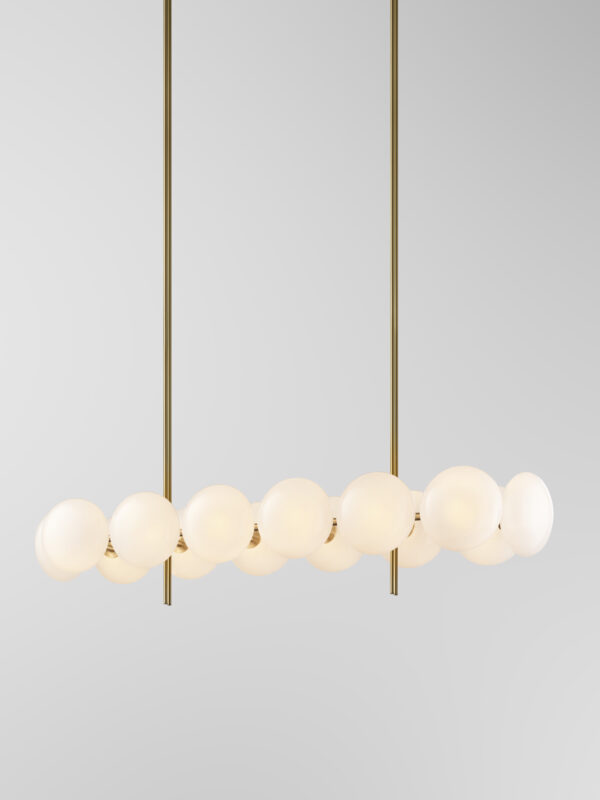 Aeris Linear 214 Chandelier - Brushed Brass, Frosted Clear