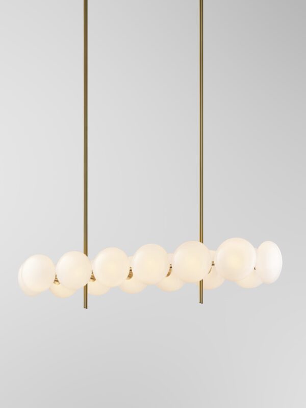 Aeris Linear 214 Chandelier - Brushed Brass, Frosted Clear
