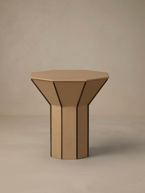 Flare Side Table - Nougat Leather