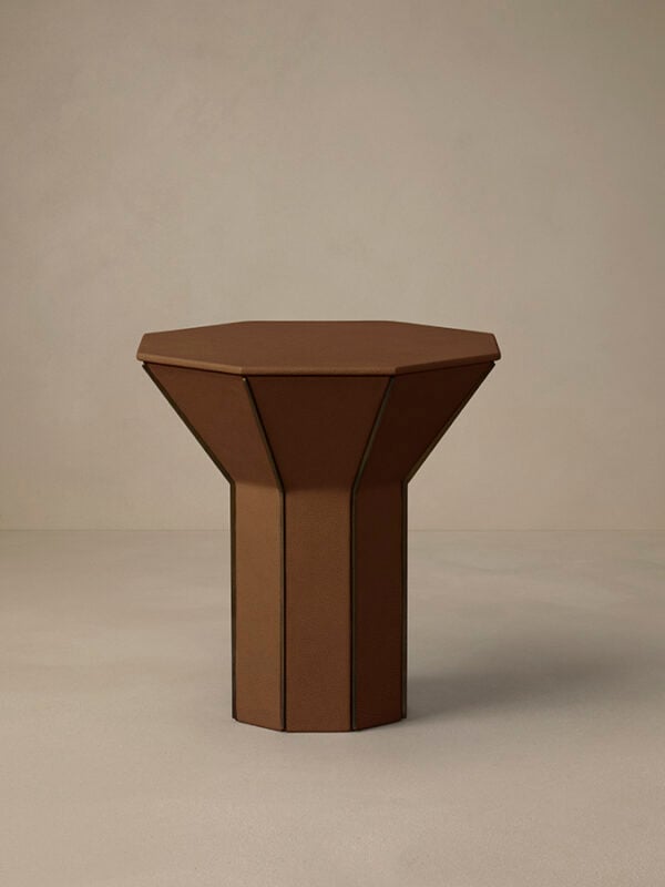 Flare Side Table - Pecan Leather