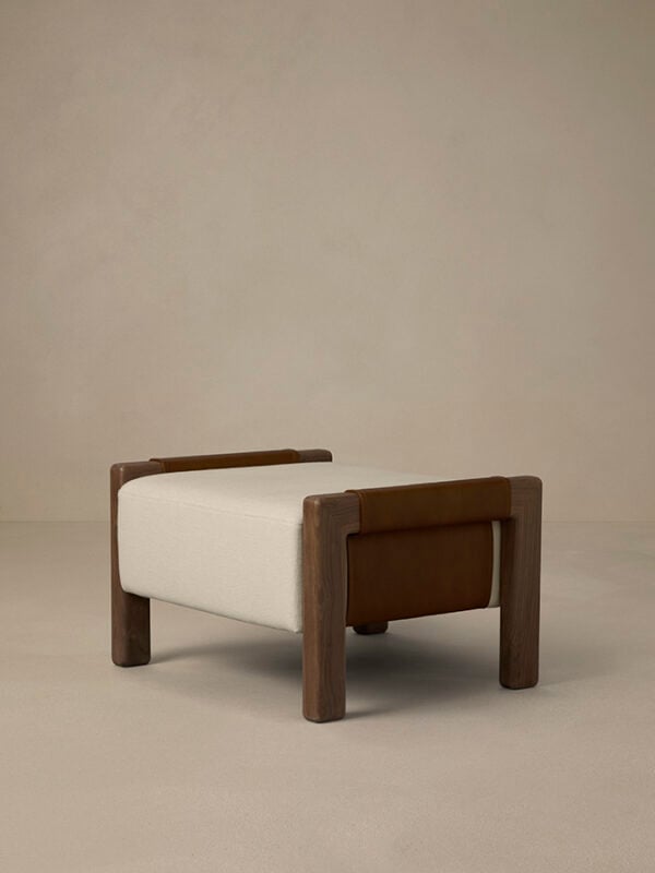 Saddle Ottoman - Pecan Leather