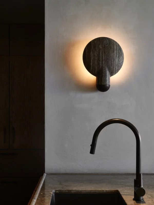 Surface Wall Sconce - Blackened | Black Travertine