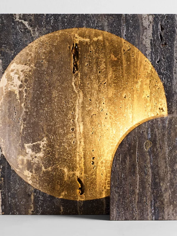 Block Sconce - Black Travertine