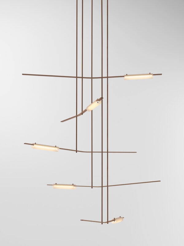 Volant 55 Chandelier - Bronzed Brass, Frosted Fluted Glass
