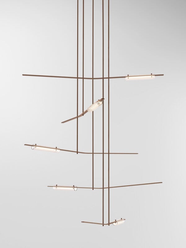 Volant 55 Chandelier - Bronzed Brass, Fluted Clear Glass