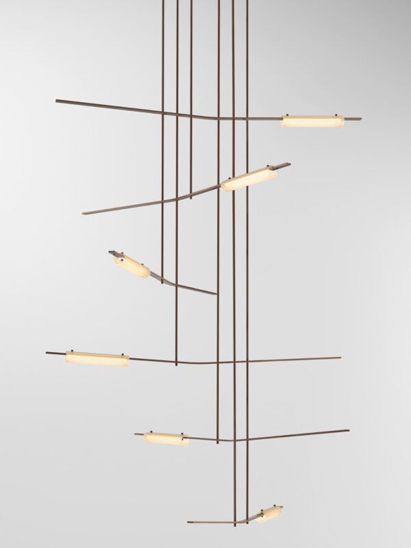 Volant 66 Chandelier - Bronzed Brass, Frosted Fluted Glass