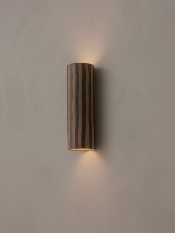 Dancer Cylinder Wall Sconce - Double 9cm Ø x 28cm, Thin Stripe
